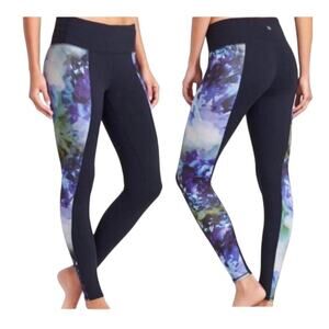 Athleta | Size S Bloom Chaturanga Blue Watercolor Floral Leggings Yoga